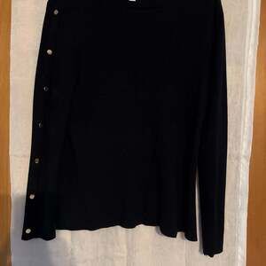 Carmen Marc‎ Valvo Black Long Sleeve Embellished Button Sweater
